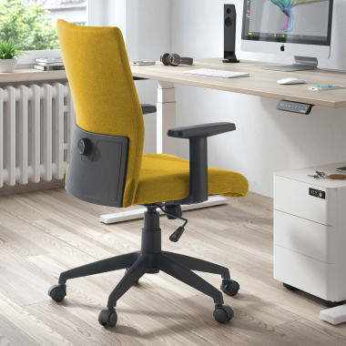 chaise pivotante jaune kobe tissu accoudoirs fixes soutien lombaire 2
