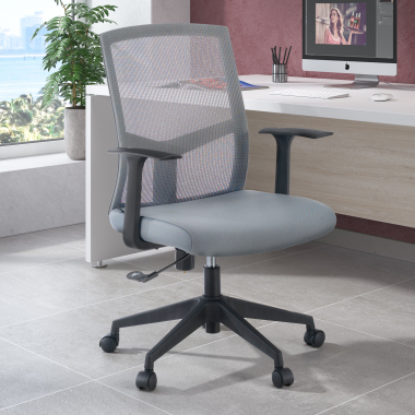 chaise pivotante gris chaise de bureau maille accoudoirs fixes soutien lombaire 2