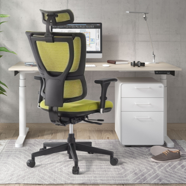 chaise ergonomique vert energy maille accoudoirs reglables 1d double soutien lombaire 2