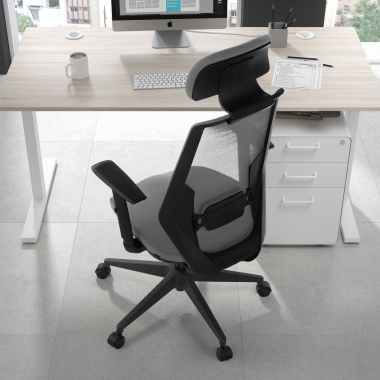 chaise de bureau gris belinda maille accoudoirs reglables 1d soutien lombaire appui tete 2