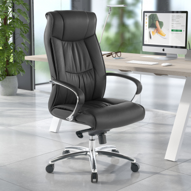 fauteuil de bureau noir dosseret haut similicuir simil cuir accoudoirs rembourres 2