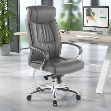 fauteuil de bureau gris dos haut cuir naturel cuir authentique accoudoirs rembourres 2