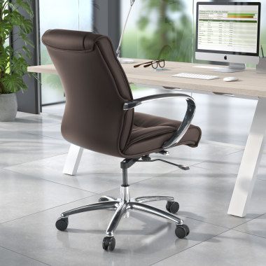 fauteuil de bureau marron respaldo bajo cuir naturel cuir authentique accoudoirs rembourres 9