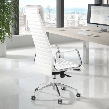 fauteuil de bureau blanc cuir naturel cuir authentique accoudoirs rembourres appui tete 2