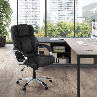 fauteuil de bureau noir alaska simil cuir accoudoirs rembourres 2