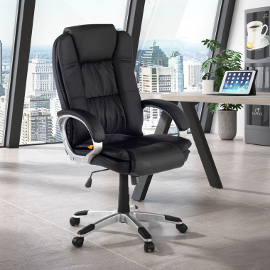 fauteuil de bureau noir baviere simil cuir accoudoirs rembourres 2