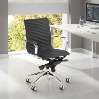 Fauteuil bureau design Brenton, cadre en acier, dossier bas