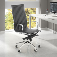 Fauteuil de bureau design Brenton, cadre en acier, dossier haut