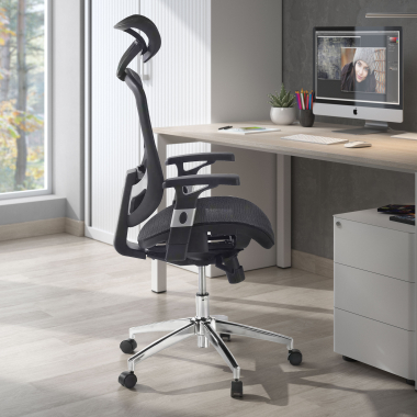 chaise de bureau noir flex maille accoudoirs mobiles soutien lombaire appui tete 2