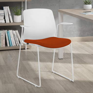 chaise de conference blanc rouge chaise avec accoudoirs tissu accoudoirs fixes 2