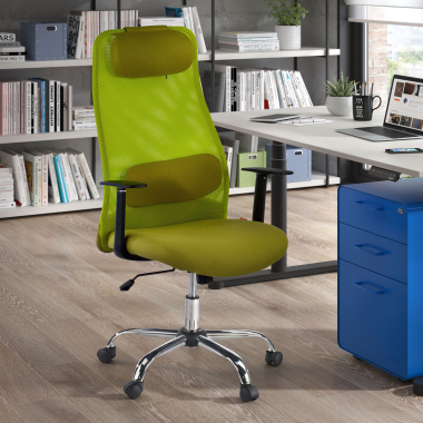 chaise de bureau vert sigma maille accoudoirs fixes appui tete 2