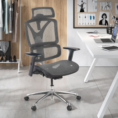 chaise ergonomique gris focus maille accoudoirs reglables 3d soutien lombaire 2