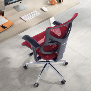 chaise ergonomique rouge next1 sans repose tete maille accoudoirs reglables 4d double soutien lombaire 2