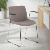 Chaise salle d'attente Flow, dossier ergonomique, patin, avec accoudoirs
