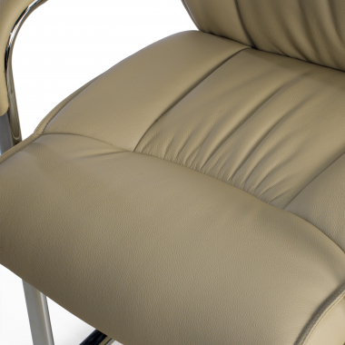 chaise de conference beige pietement luge cuir naturel cuir authentique accoudoirs rembourres 9