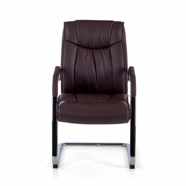 chaise de conference marron pietement luge cuir naturel cuir authentique accoudoirs rembourres 3