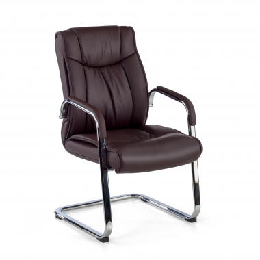 chaise de conference marron pietement luge cuir naturel cuir authentique accoudoirs rembourres 1
