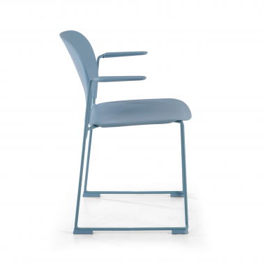 chaise de conference bleu avec bras plastique accoudoirs fixes 4