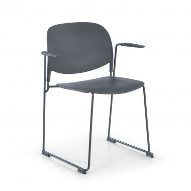 chaise de conference gris avec bras plastique accoudoirs fixes 1