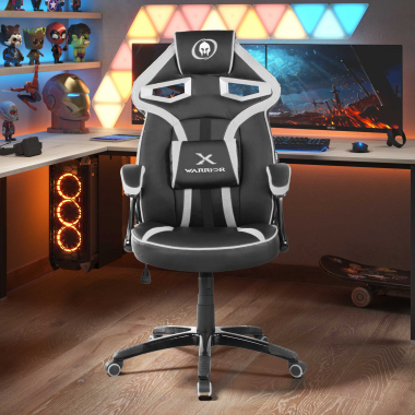 chaise gaming blanc similicuir simil cuir accoudoirs fixes 2