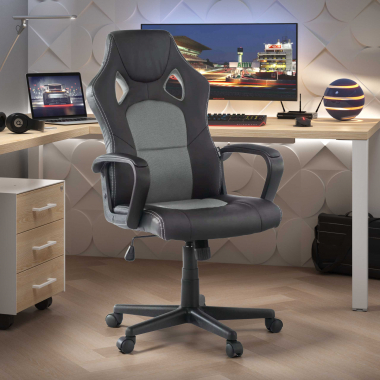 chaise gaming gris montmelo simil cuir accoudoirs fixes 2