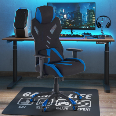 chaise gaming bleu fenix maille accoudoirs reglables 3d 2
