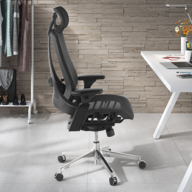 chaise ergonomique noir thunder maille accoudoirs reglables 3d soutien lombaire appui tete 2