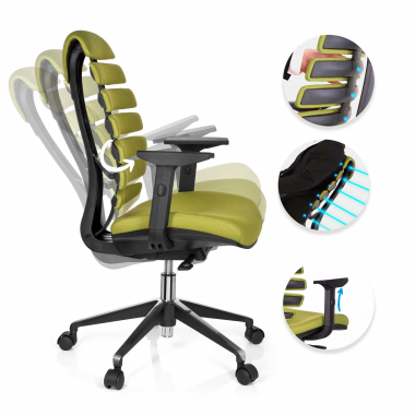 chaise ergonomique vert soul tissu accoudoirs reglables 1d soutien lombaire 3