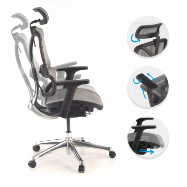 chaise ergonomique gris focus maille accoudoirs reglables 3d soutien lombaire 3