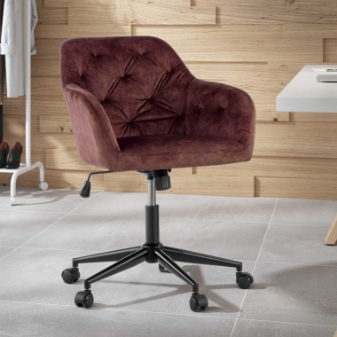 chaise pivotante marron rose tissu sans accoudoirs 2