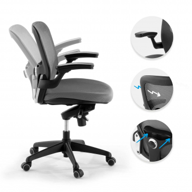 chaise ergonomique gris chaise de bureau maille accoudoirs mobiles soutien lombaire 3