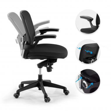 chaise ergonomique noir chaise de bureau maille accoudoirs mobiles soutien lombaire 3