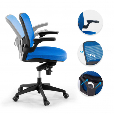 chaise ergonomique bleu chaise de bureau maille accoudoirs mobiles soutien lombaire 3