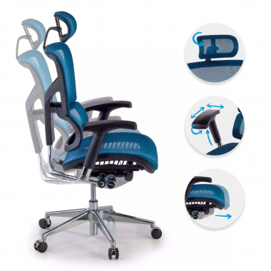 chaise ergonomique bleu next2 avec appui tete maille accoudoirs reglables 4d soutien lombaire appui tete 3