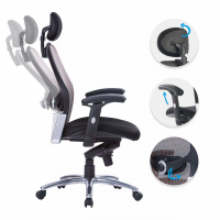 Chaise de bureau ergonomique Hong Kong, accoudoirs réglables, appui-tête