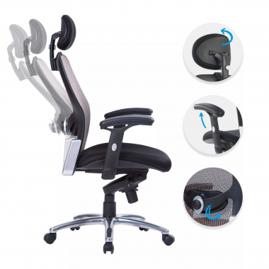 chaise de bureau noir hong kong maille accoudoirs reglables 1d soutien lombaire appui tete 3