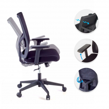 chaise ergonomique noir structure noire appui tete maille accoudoirs reglables 1d soutien lombaire 3