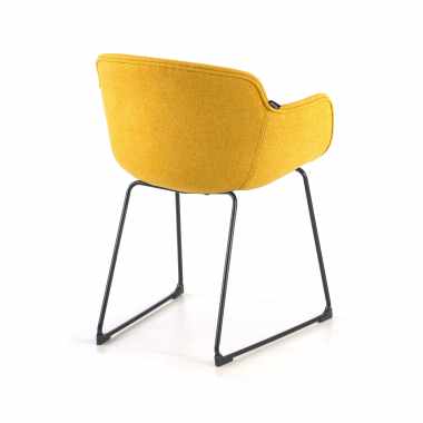 chaise de conference noir jaune structure pietement luge maille accoudoirs fixes 6