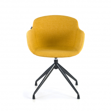 chaise de conference noir jaune base pyramide tissu accoudoirs rembourres 3