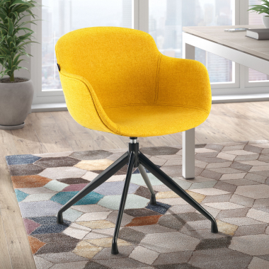 chaise de conference noir jaune base pyramide tissu accoudoirs rembourres 2
