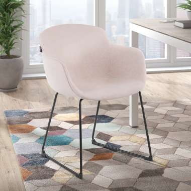 chaise de conference noir beige structure pietement luge maille accoudoirs fixes 2