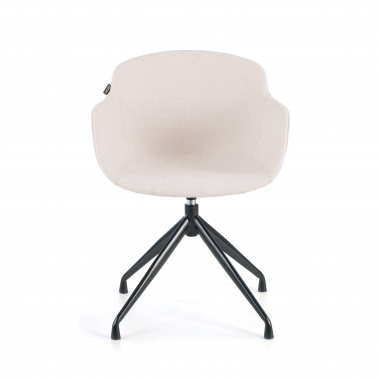 chaise de conference beige base pyramide tissu accoudoirs rembourres 3