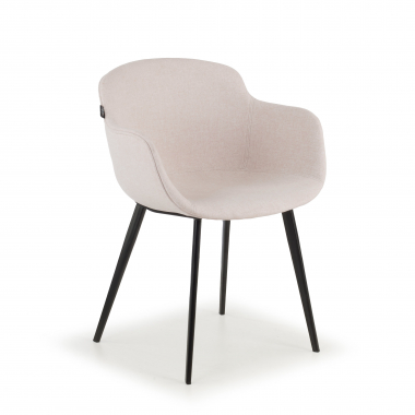 chaise de conference noir beige 4 pattes tissu accoudoirs rembourres 1