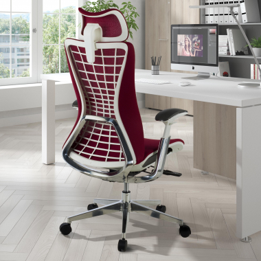 chaise ergonomique rouge miller maille accoudoirs reglables 3d 2