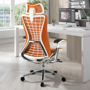 chaise ergonomique orange miller maille accoudoirs reglables 3d 2