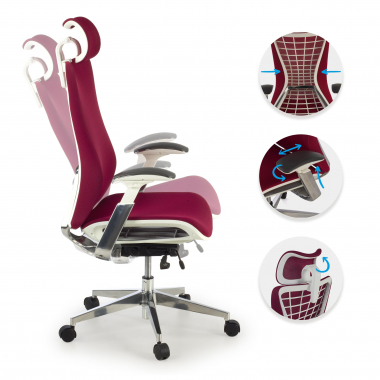 chaise ergonomique rouge miller maille accoudoirs reglables 3d 3