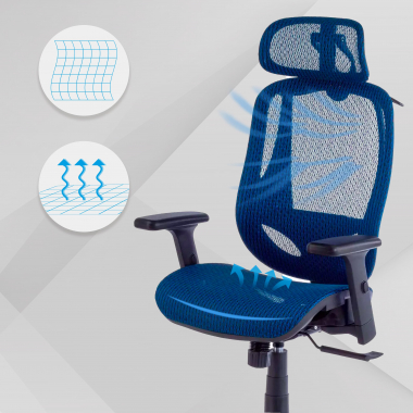 chaise ergonomique bleu locktech maille accoudoirs reglables 1d soutien lombaire appui tete 4