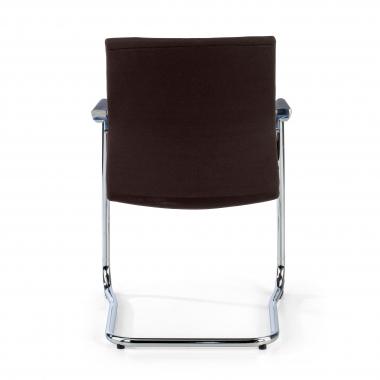 chaise de conference marron tissu simil cuir accoudoirs rembourres 6