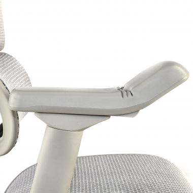 chaise ergonomique blanc gris structure blanche rouge maille accoudoirs reglables 5d appui tete 12