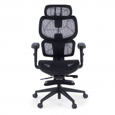 chaise ergonomique noir every maille accoudoirs reglables 3d appui tete repose pieds extensible 5